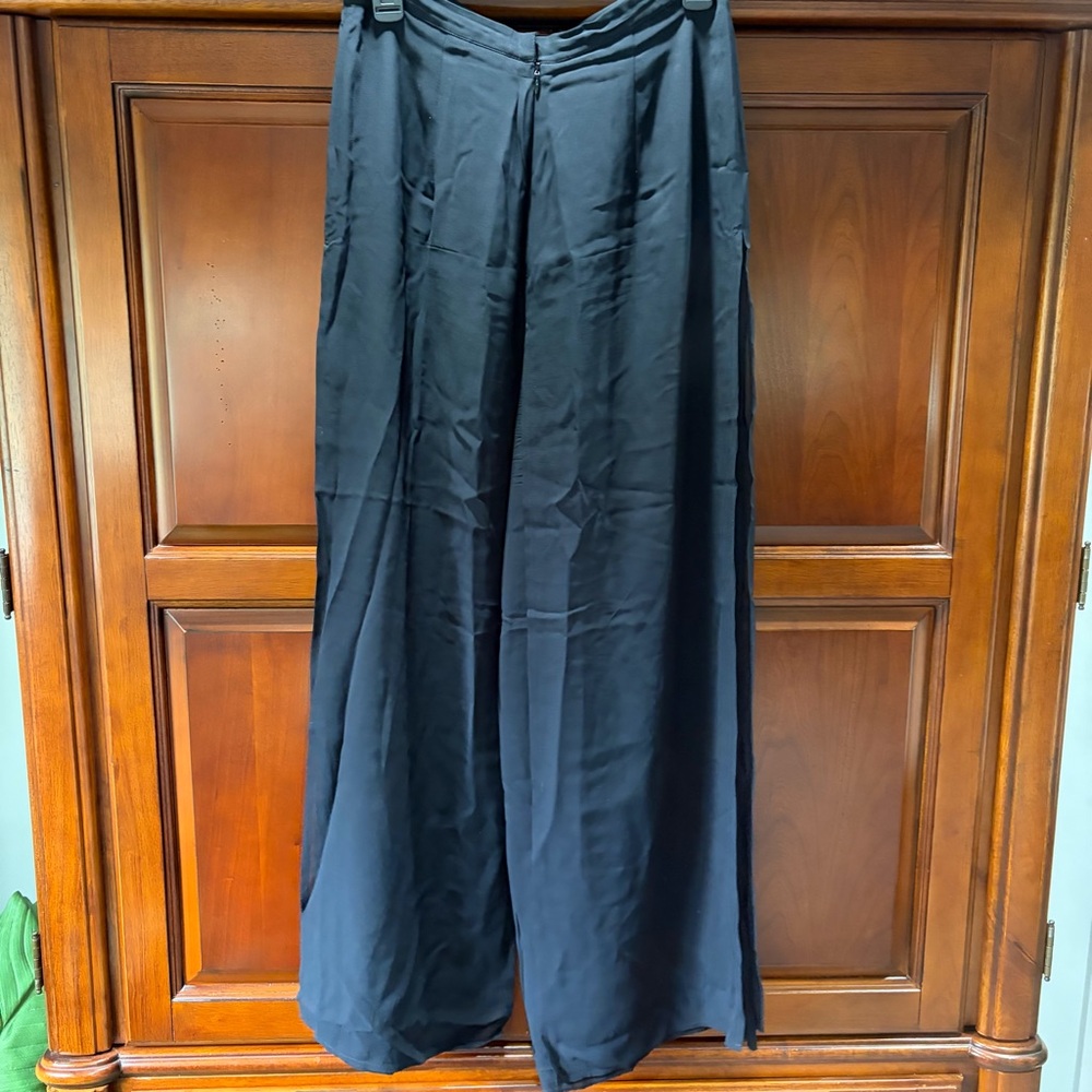 Women's Black Wide-Leg Split Palazzo Pants - Picture 5 of 10